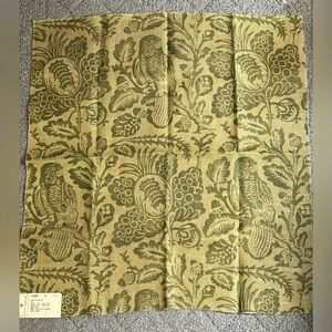 GP & J Baker Fabric Sample Remnant 24.25x26” Owls Fruits Ivy Green Linen Crafts
